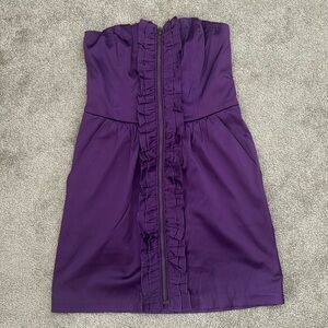 Purple strapless mini dress!